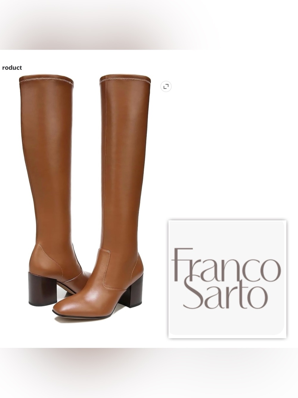 Franco Sarto Tall Leather Heeled Boots in Brown
